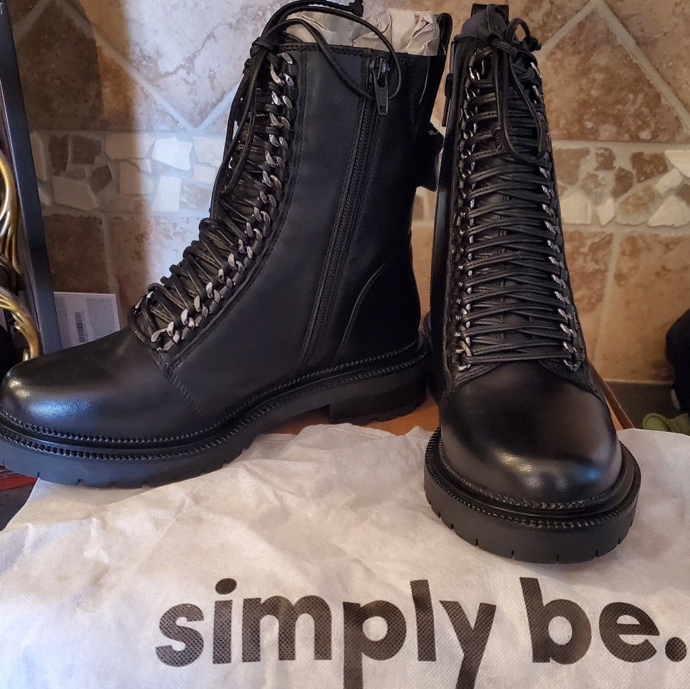 Simply Be Leather W6 Extra wide Boots - Tessa